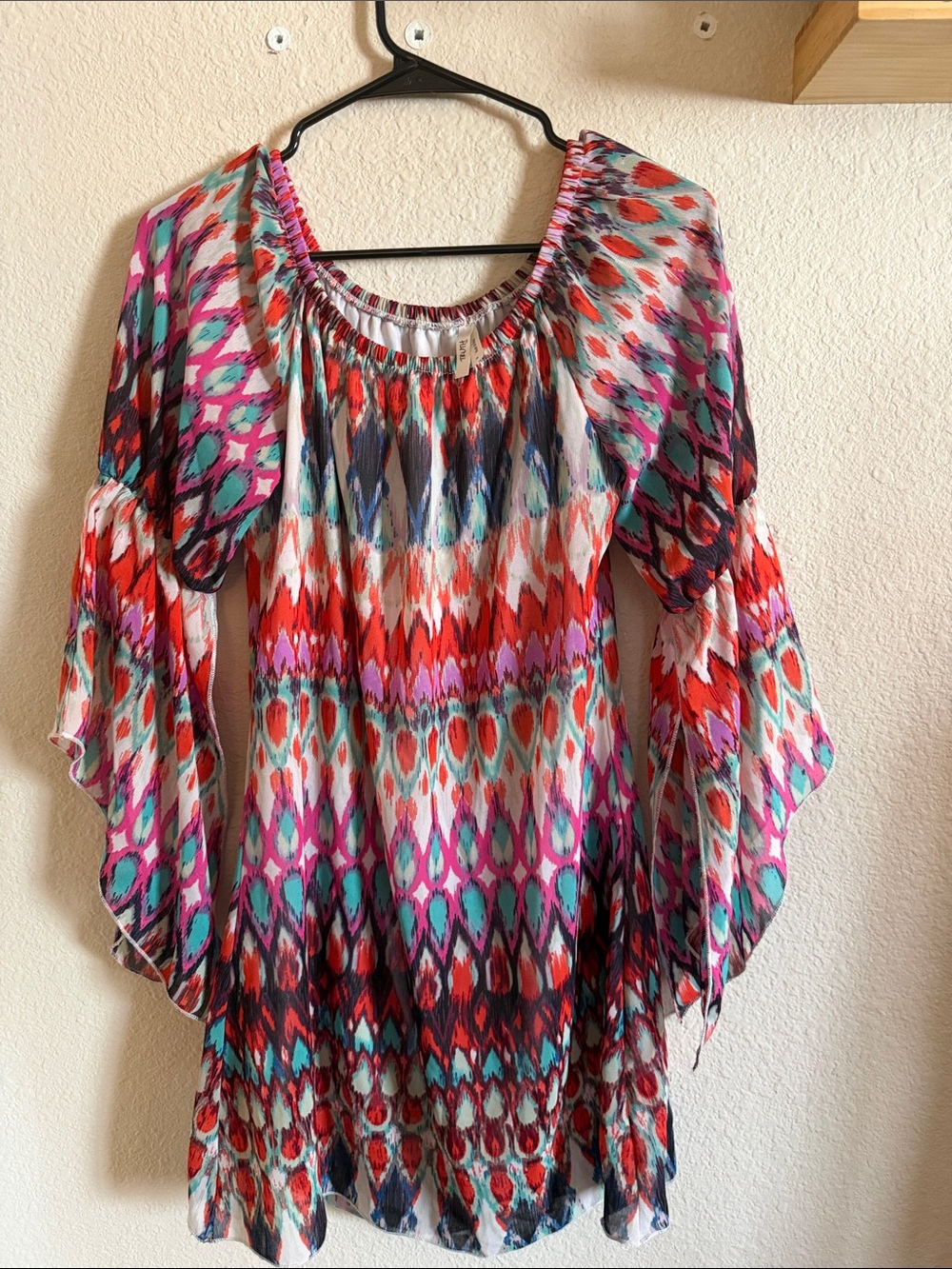 Boho Printed Peasant dress in Multicolor